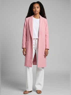 Zara Spring Pink Trench Coat One Button Size S Barbie Ballerina Contemporary